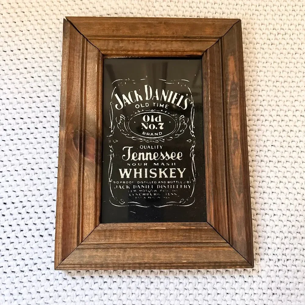 Jack Daniels Vintage Tennessee Whiskye Framed Bar Sign Wooden Old No 7 8